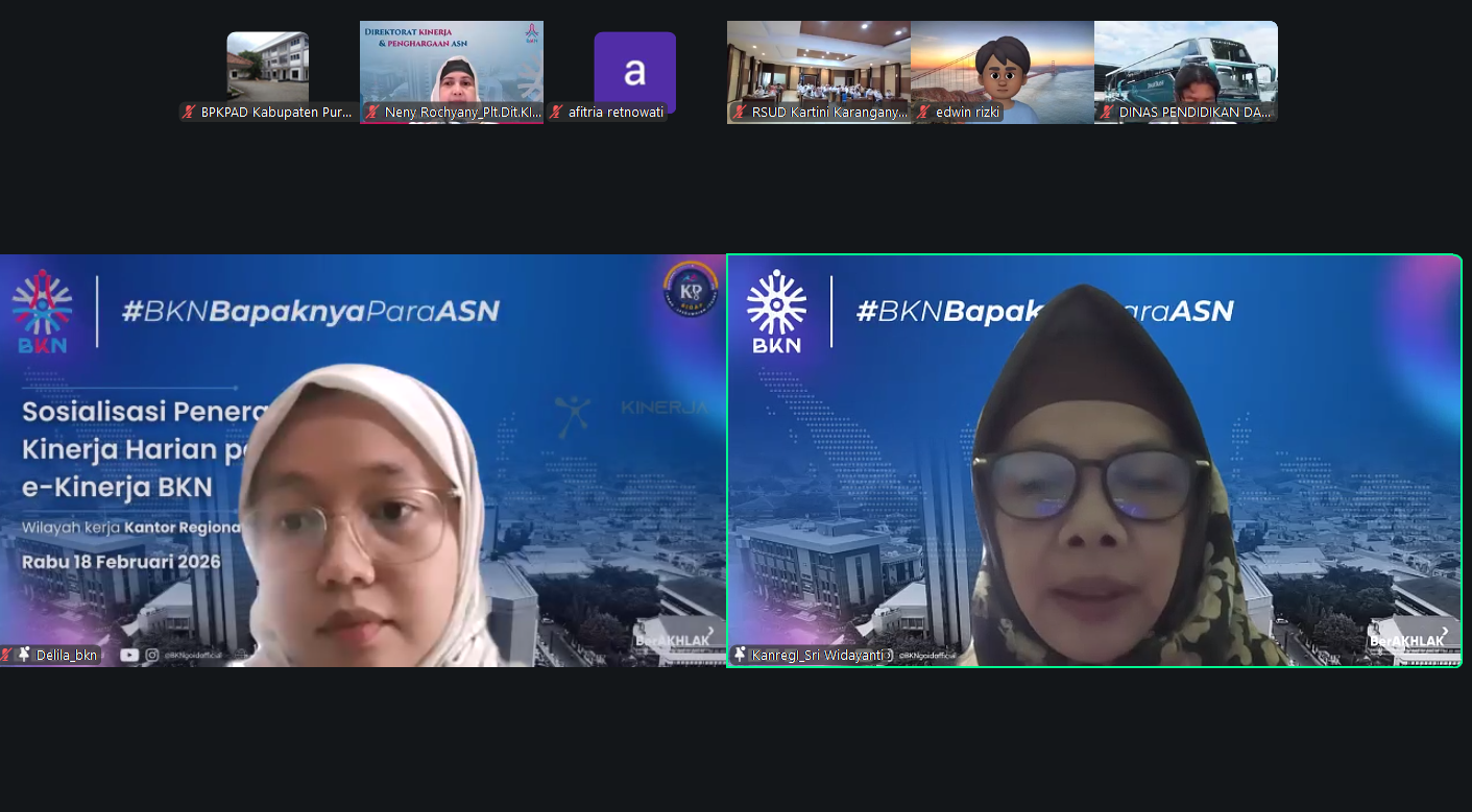 BPKPAD Purworejo Ikuti Sosialisasi Penerapan Fitur Kinerja Harian pada Layanan e-Kinerja BKN